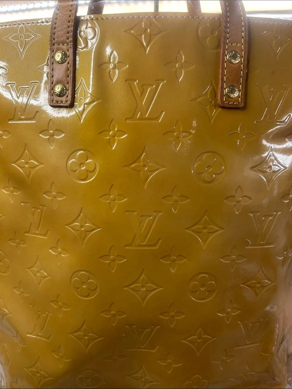 LOUIS VUITTON LV Mustard Monogram Vernis Patent Leather Reade Tote Bag France